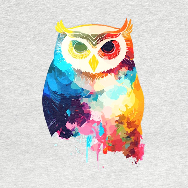 Owl Bird Wild Nature Animal Colors Paint by Cubebox